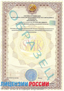 Образец сертификата соответствия (приложение) Большой Камень Сертификат ISO 13485