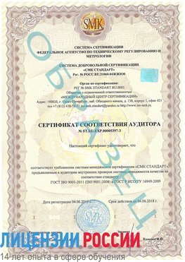 Образец сертификата соответствия аудитора №ST.RU.EXP.00005397-3 Большой Камень Сертификат ISO/TS 16949